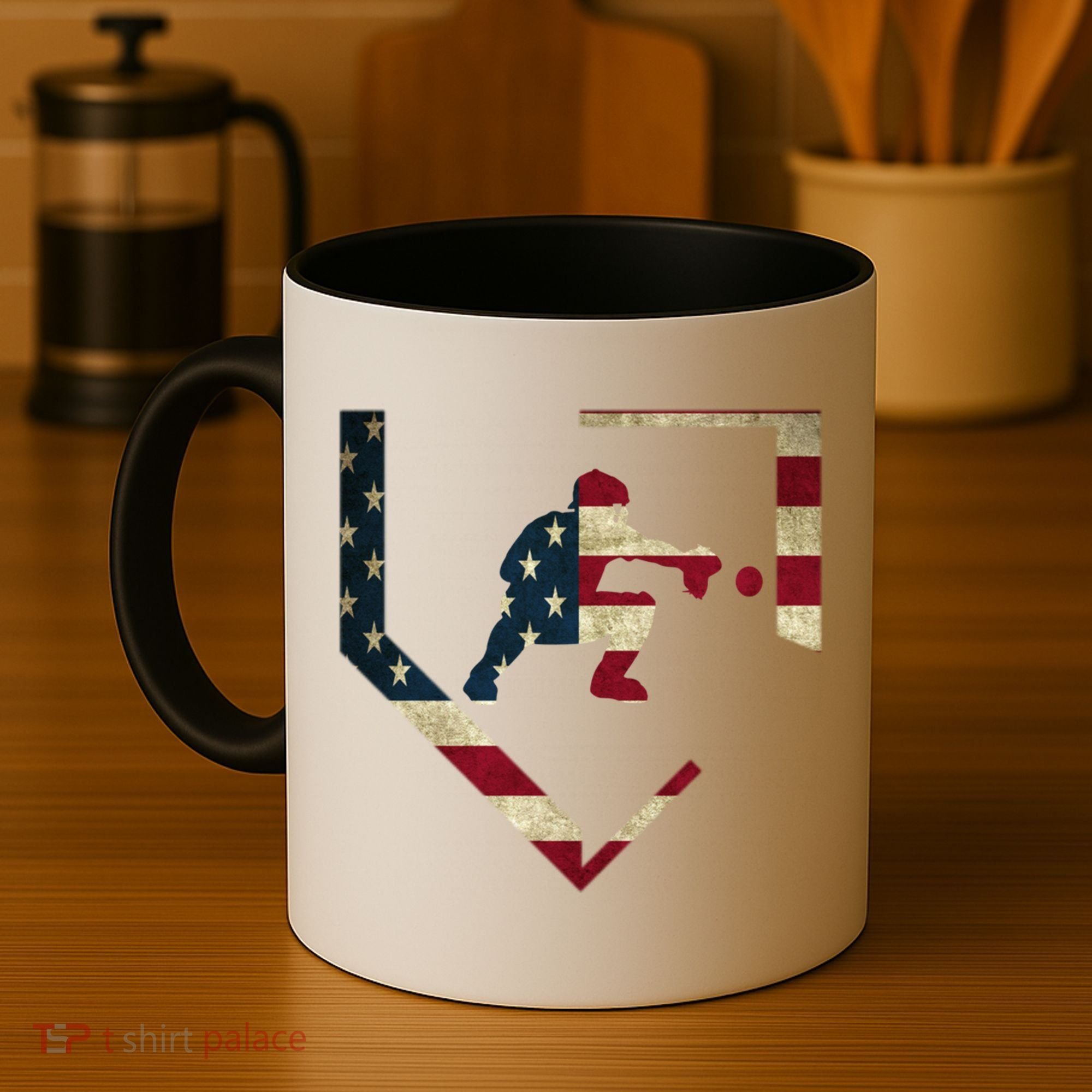 Baseball Catcher Gear Cute Gift American Flag Baseballin Gift Coffee Mug