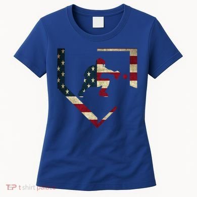 Baseball Catcher Gear Cute Gift American Flag Baseballin Gift Women's T-Shirt