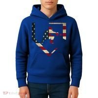 Baseball Catcher Gear Cute Gift American Flag Baseballin Gift Kids Hoodie thumb 4
