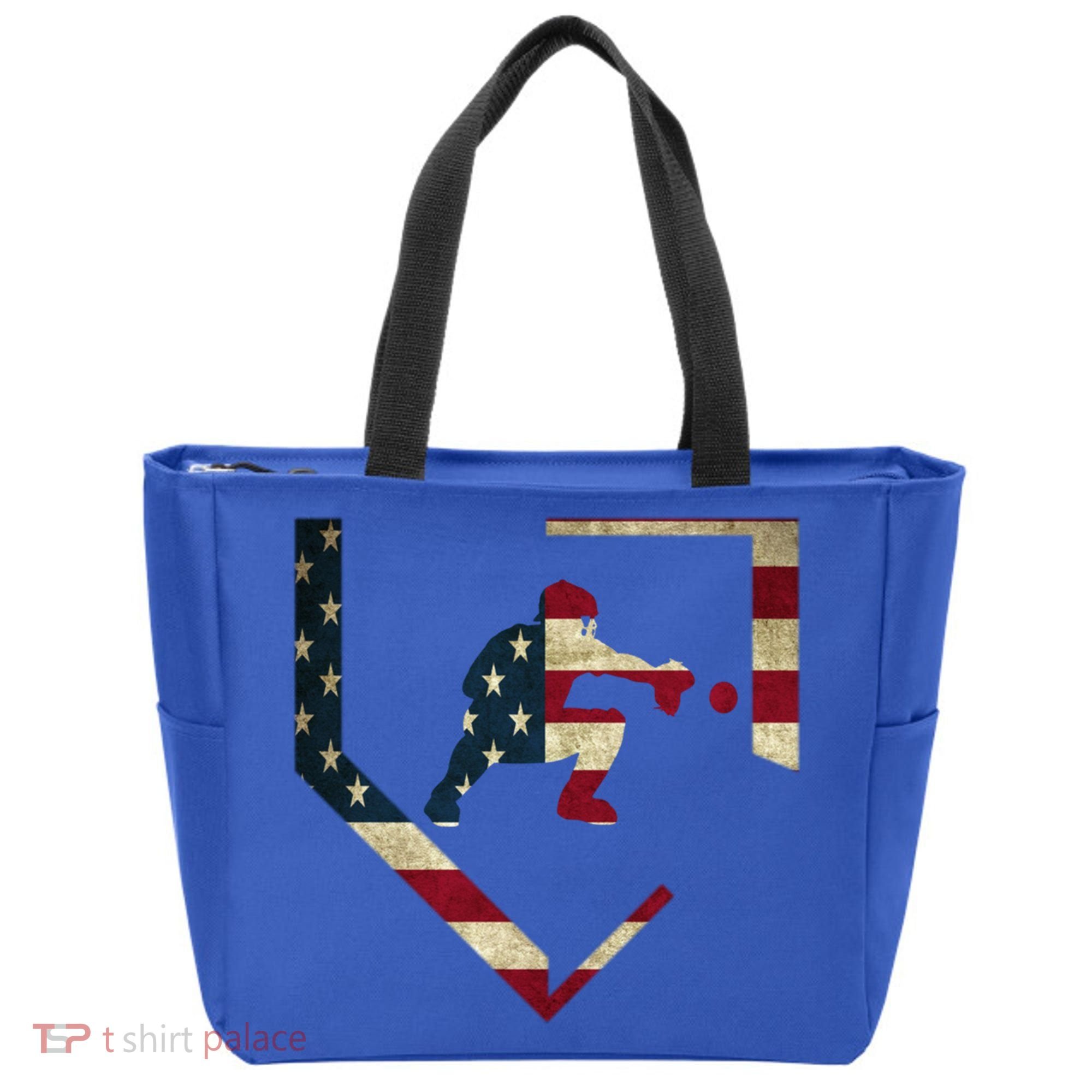 Baseball Catcher Gear Cute Gift American Flag Baseballin Gift Tote Bag