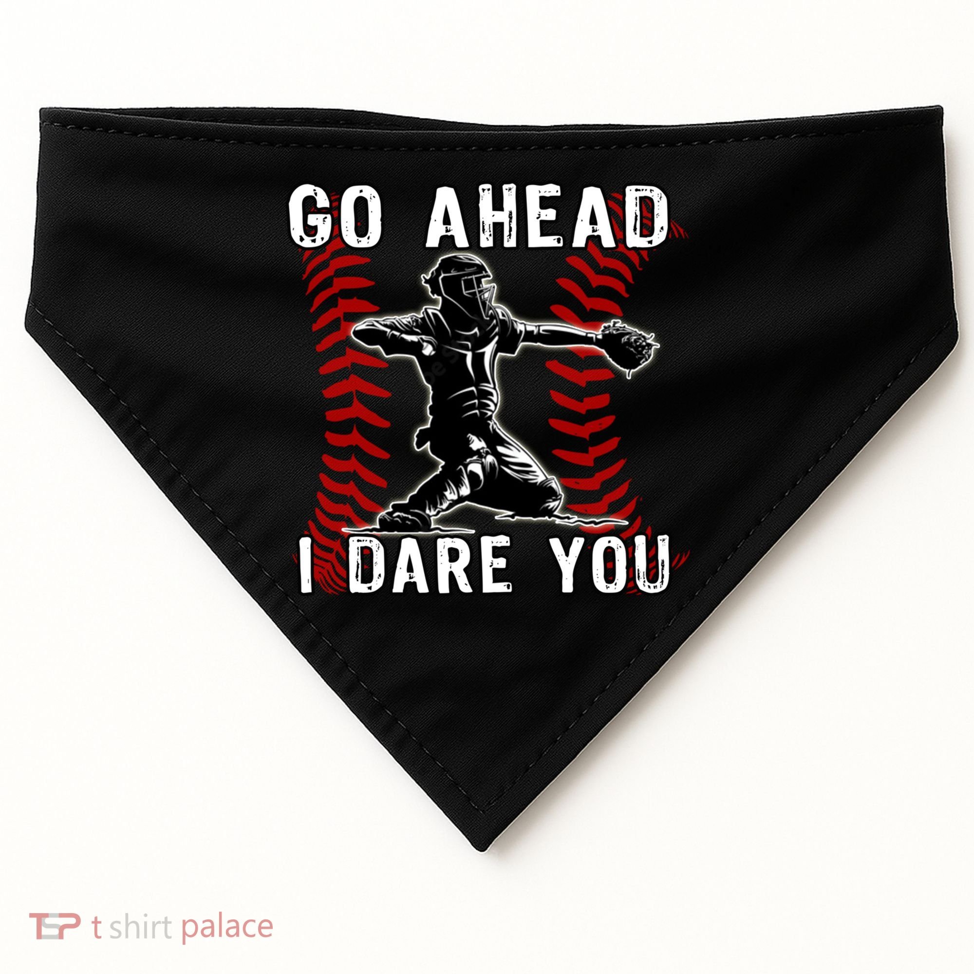 Baseball Catcher Go Ahead I Dare You Gift USA-Made Doggie Bandana