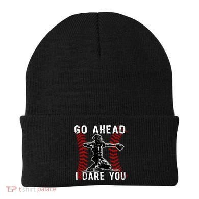 Baseball Catcher Go Ahead I Dare You Gift Beanie