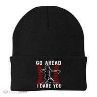 Baseball Catcher Go Ahead I Dare You Gift Beanie thumb 0