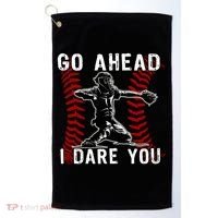 Baseball Catcher Go Ahead I Dare You Gift Golf Towel thumb 0