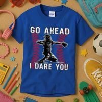 Baseball Catcher Go Ahead I Dare You Gift Kids T-Shirt thumb 3