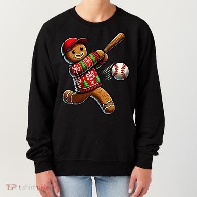 Baseball Christmas Gingerbread Man Baseball Ugly Christmas Women's Sweatshirt