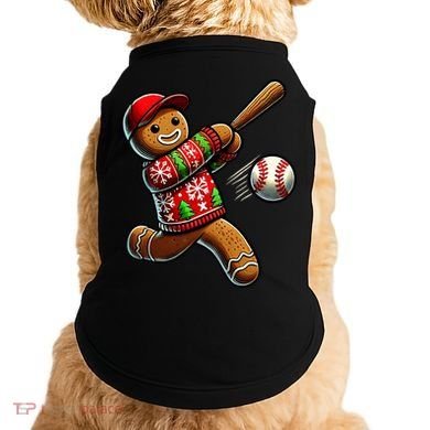 Baseball Christmas Gingerbread Man Baseball Ugly Christmas Doggie Tank