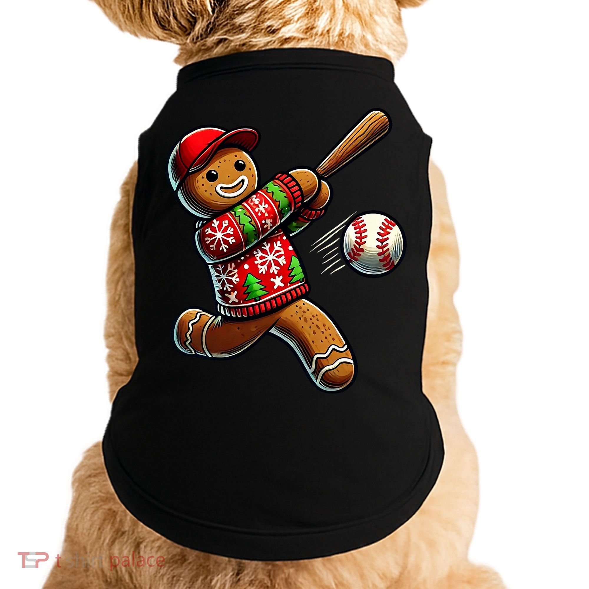 Baseball Christmas Gingerbread Man Baseball Ugly Christmas Doggie Tank