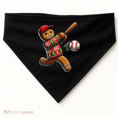 Baseball Christmas Gingerbread Man Baseball Ugly Christmas USA-Made Doggie Bandana