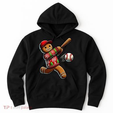 Baseball Christmas Gingerbread Man Baseball Ugly Christmas Hoodie