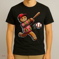 Baseball Christmas Gingerbread Man Baseball Ugly Christmas T-Shirt thumb 3
