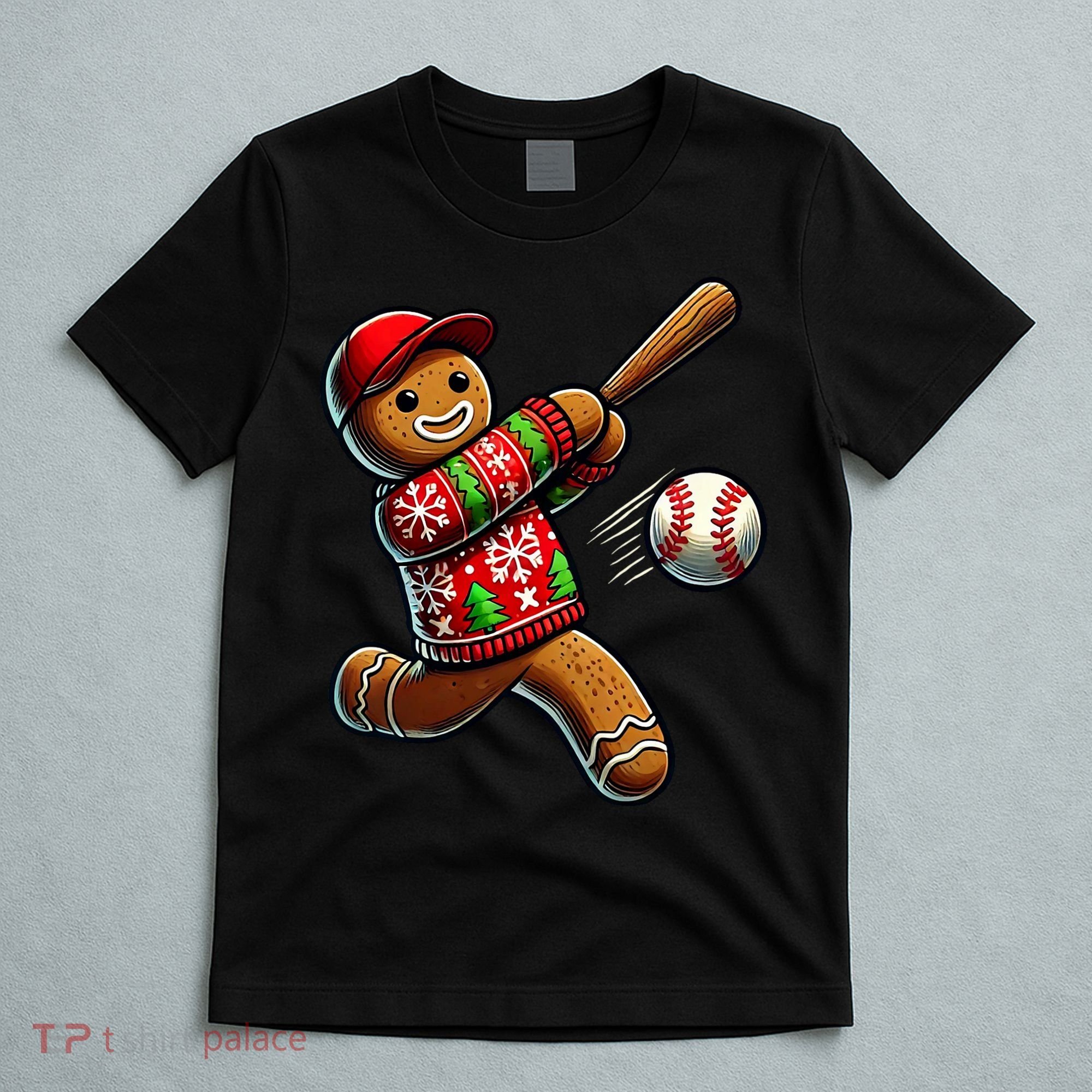 Baseball Christmas Gingerbread Man Baseball Ugly Christmas T-Shirt