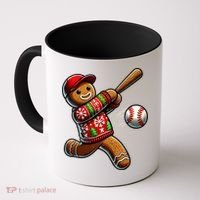 Baseball Christmas Gingerbread Man Baseball Ugly Christmas Coffee Mug thumb 0