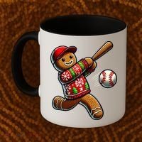 Baseball Christmas Gingerbread Man Baseball Ugly Christmas Coffee Mug thumb 2