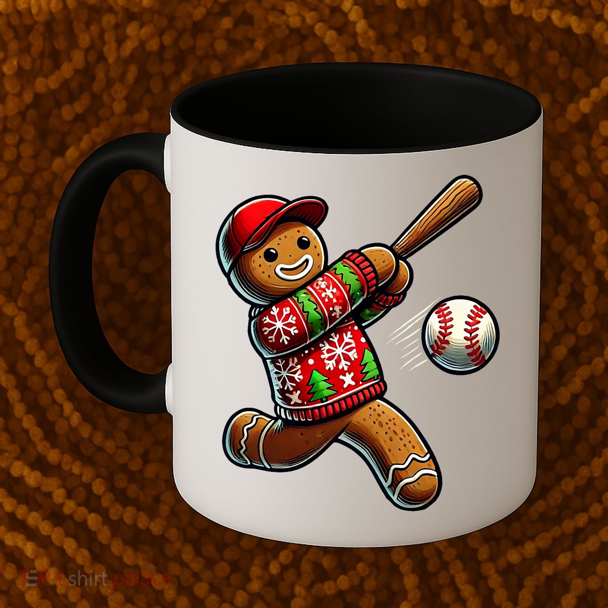 Baseball Christmas Gingerbread Man Baseball Ugly Christmas Coffee Mug