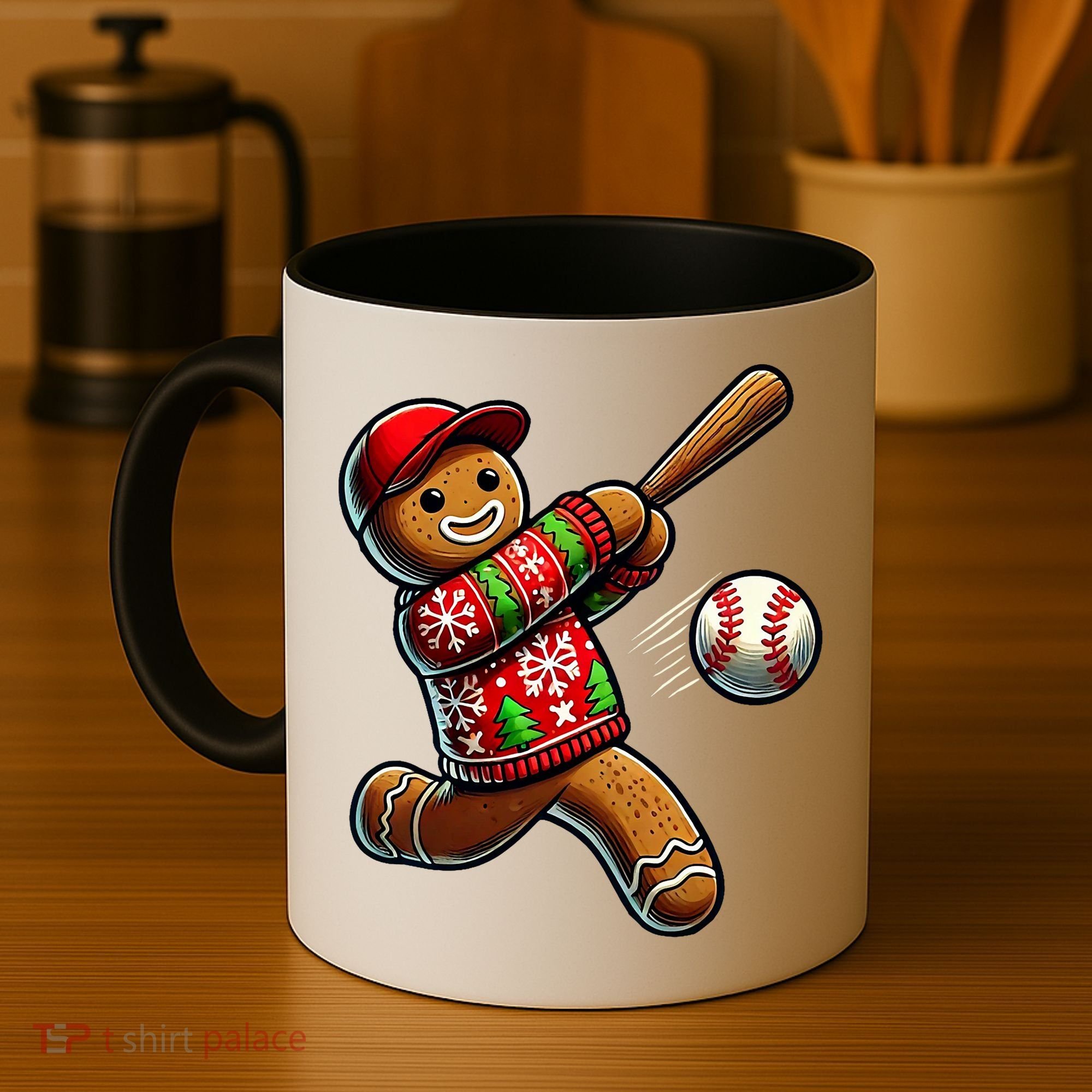 Baseball Christmas Gingerbread Man Baseball Ugly Christmas Coffee Mug