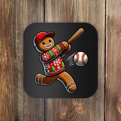 Baseball Christmas Gingerbread Man Baseball Ugly Christmas Coaster