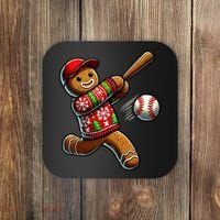 Baseball Christmas Gingerbread Man Baseball Ugly Christmas Coaster thumb 0