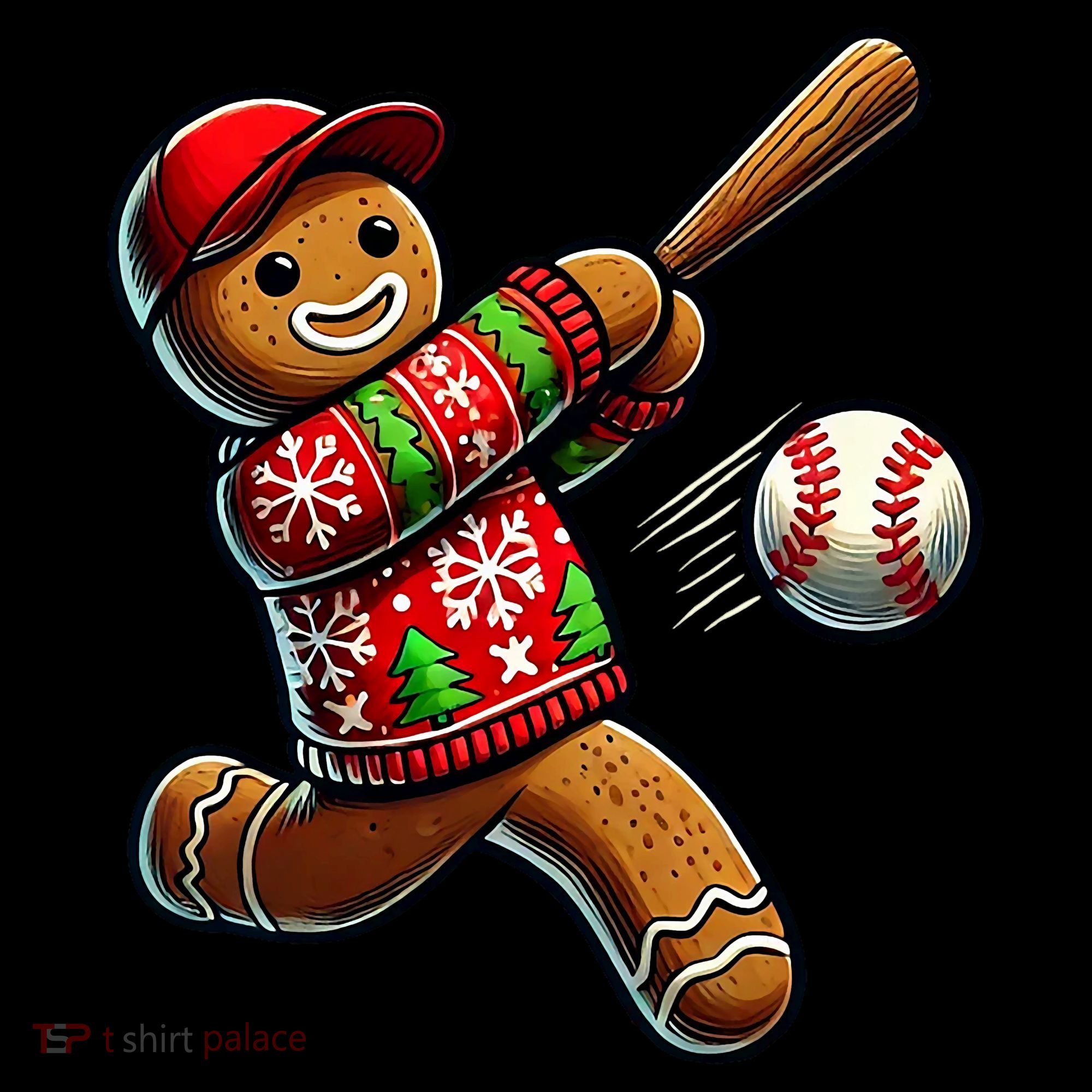 Baseball Christmas Gingerbread Man Baseball Ugly Christmas Women's Hoodie