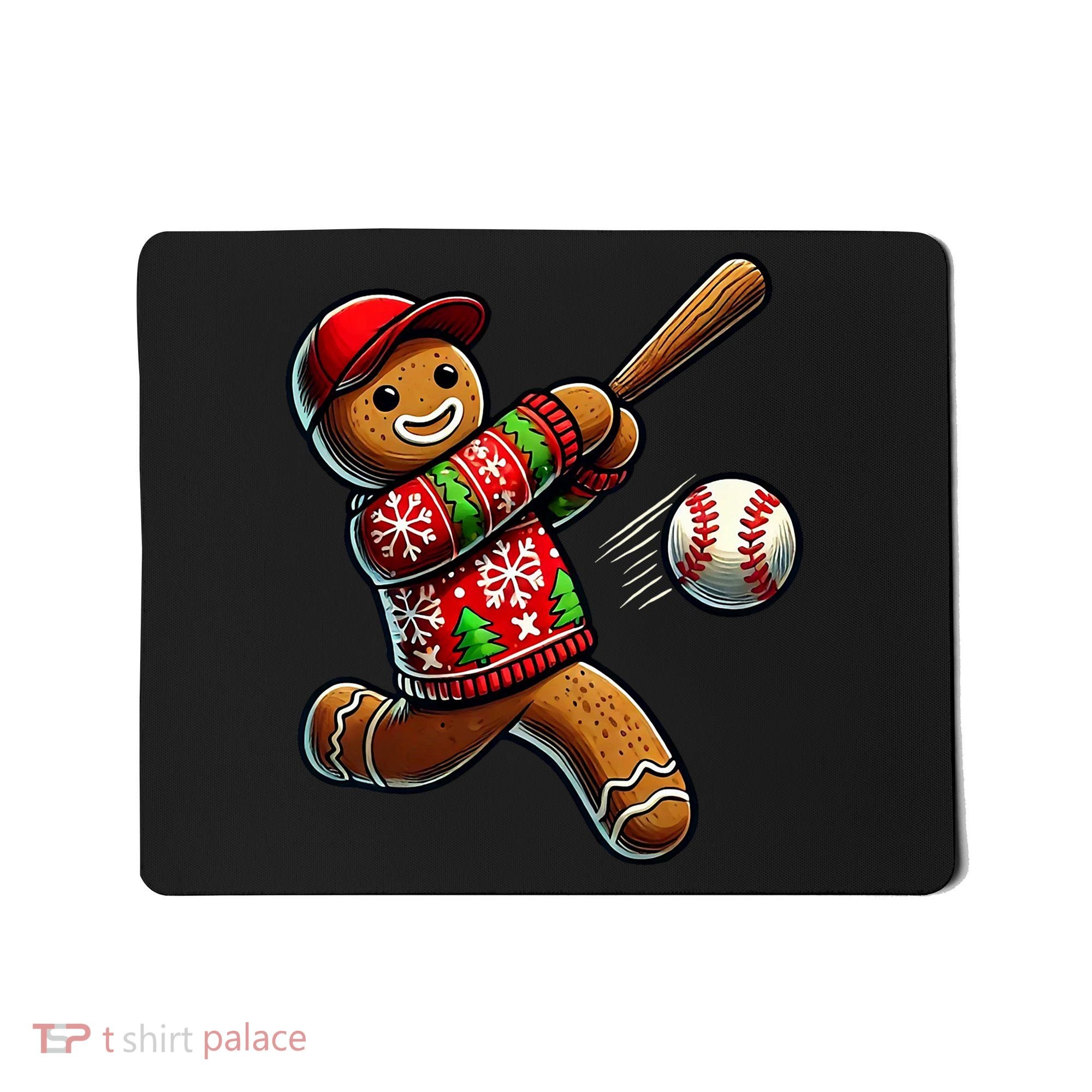 Baseball Christmas Gingerbread Man Baseball Ugly Christmas Mousepad