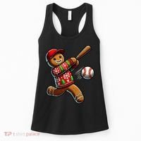 Baseball Christmas Gingerbread Man Baseball Ugly Christmas Women's Tank Top thumb 0