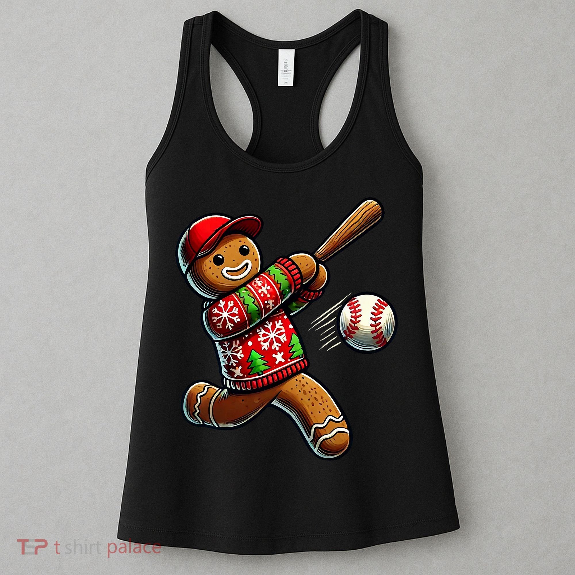 Baseball Christmas Gingerbread Man Baseball Ugly Christmas Women's Tank Top