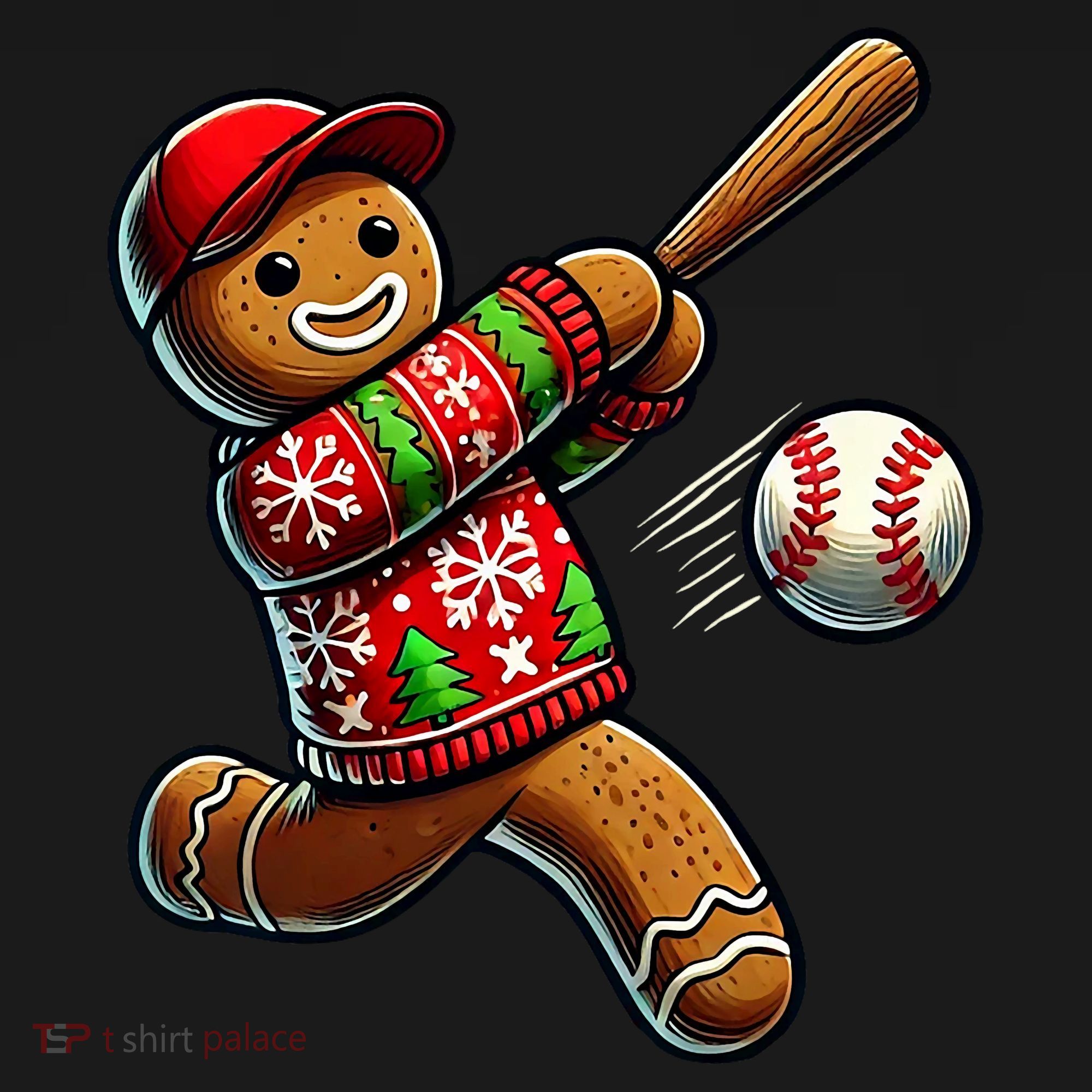 Baseball Christmas Gingerbread Man Baseball Ugly Christmas Baby Bodysuit