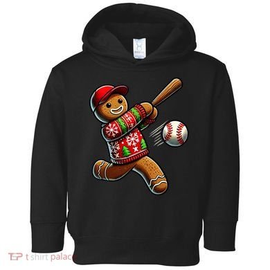 Baseball Christmas Gingerbread Man Baseball Ugly Christmas Toddler Hoodie