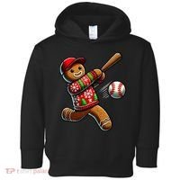 Baseball Christmas Gingerbread Man Baseball Ugly Christmas Toddler Hoodie thumb 0