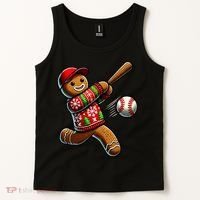 Baseball Christmas Gingerbread Man Baseball Ugly Christmas Tank Top thumb 2