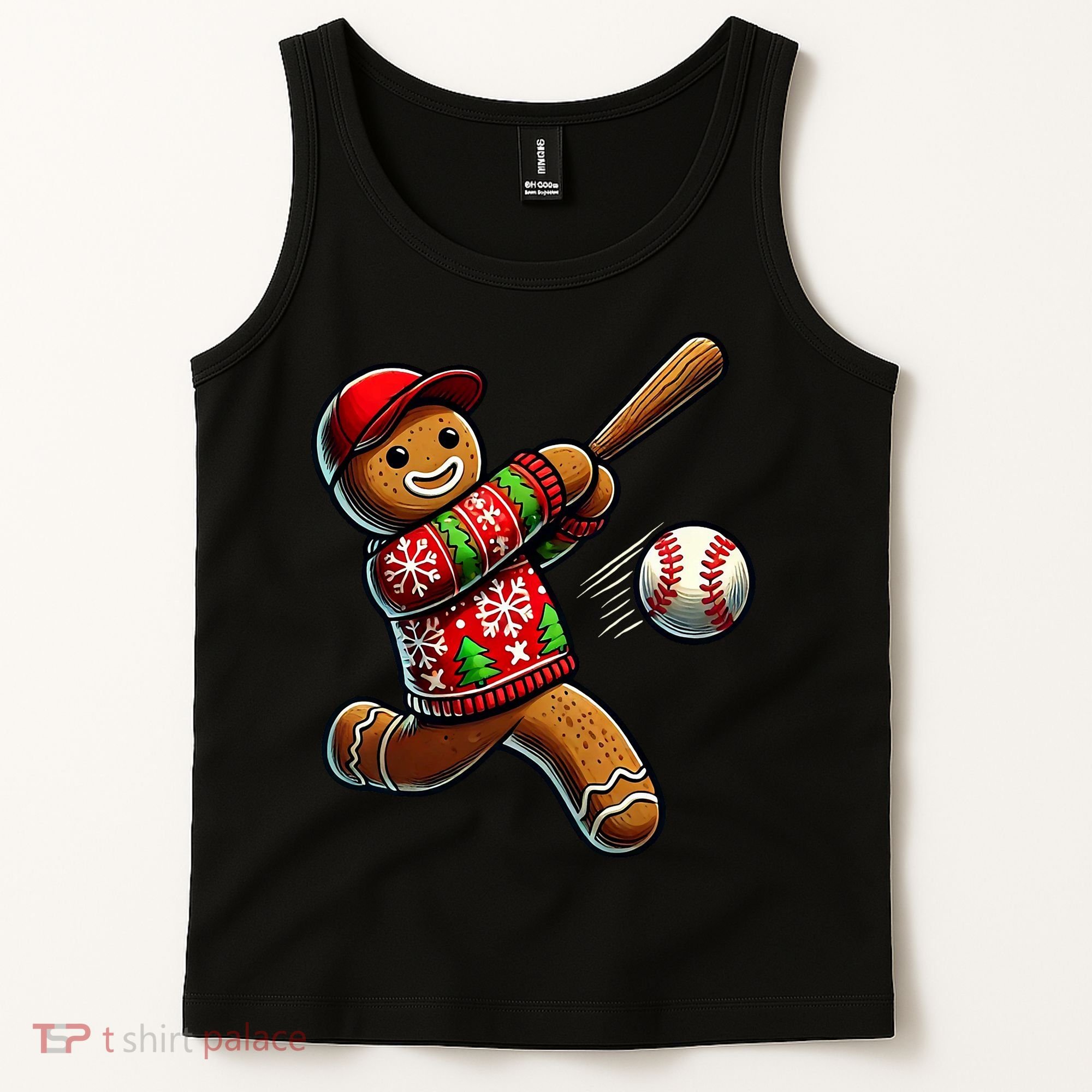 Baseball Christmas Gingerbread Man Baseball Ugly Christmas Tank Top