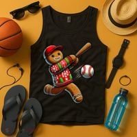 Baseball Christmas Gingerbread Man Baseball Ugly Christmas Tank Top thumb 4