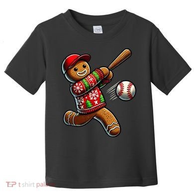 Baseball Christmas Gingerbread Man Baseball Ugly Christmas Toddler T-Shirt
