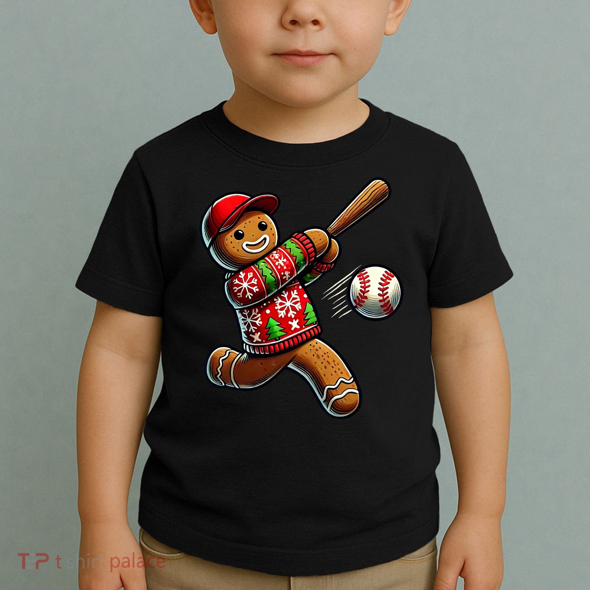 Baseball Christmas Gingerbread Man Baseball Ugly Christmas Toddler T-Shirt