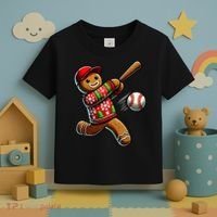 Baseball Christmas Gingerbread Man Baseball Ugly Christmas Toddler T-Shirt thumb 3