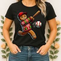 Baseball Christmas Gingerbread Man Baseball Ugly Christmas Women's T-Shirt thumb 2
