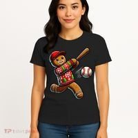 Baseball Christmas Gingerbread Man Baseball Ugly Christmas Women's T-Shirt thumb 4