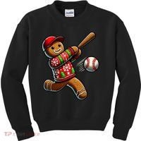 Baseball Christmas Gingerbread Man Baseball Ugly Christmas Kids Sweatshirt thumb 0