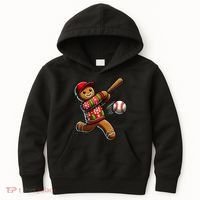 Baseball Christmas Gingerbread Man Baseball Ugly Christmas Kids Hoodie thumb 0