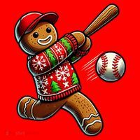Baseball Christmas Gingerbread Man Baseball Ugly Christmas Santa Hat thumb 1