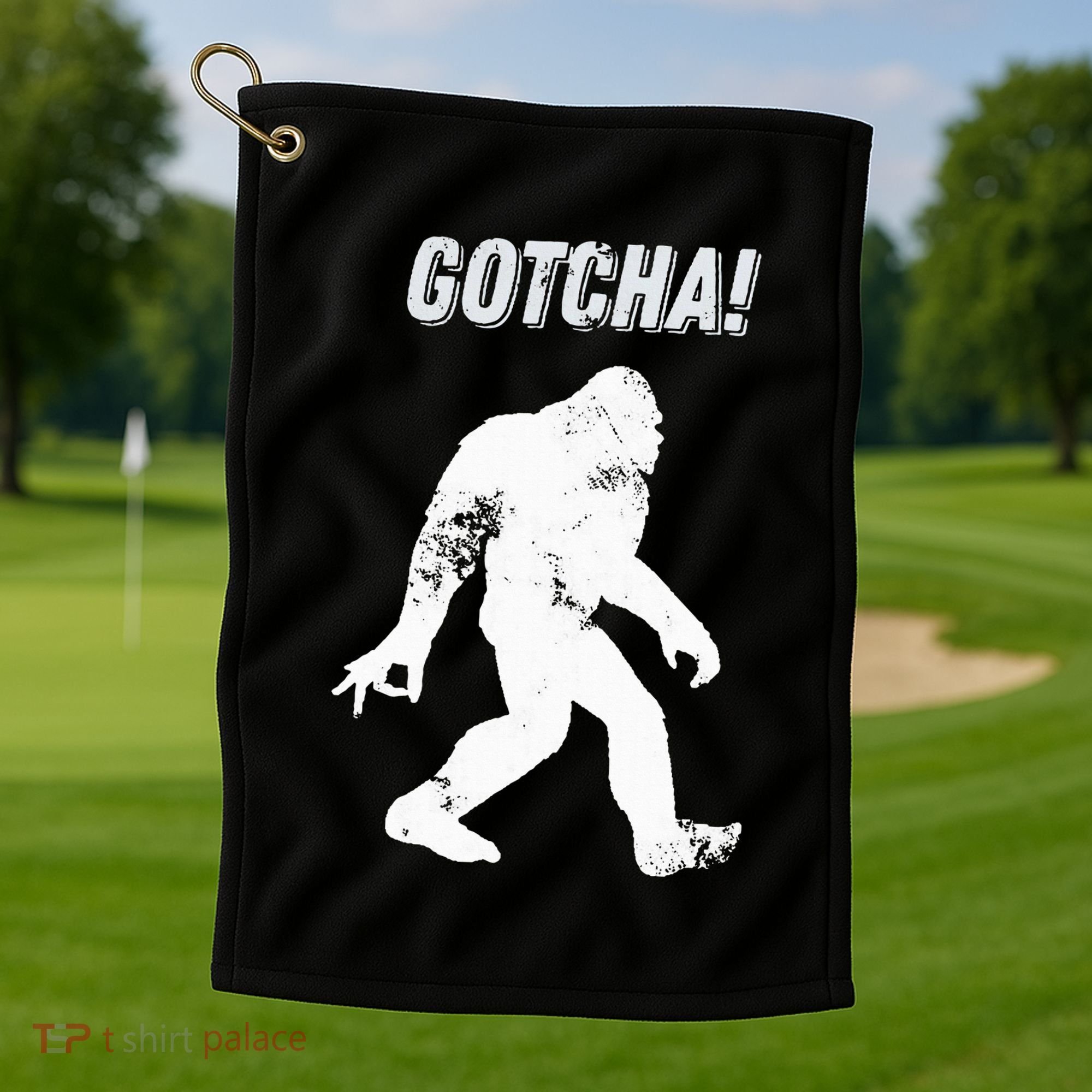 Bigfoot Circle Game Gotcha Meme Ok Hand Golf Towel