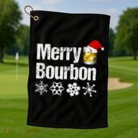Bourbon Christmas Gift Merry Bourbon Golf Towel thumb 1