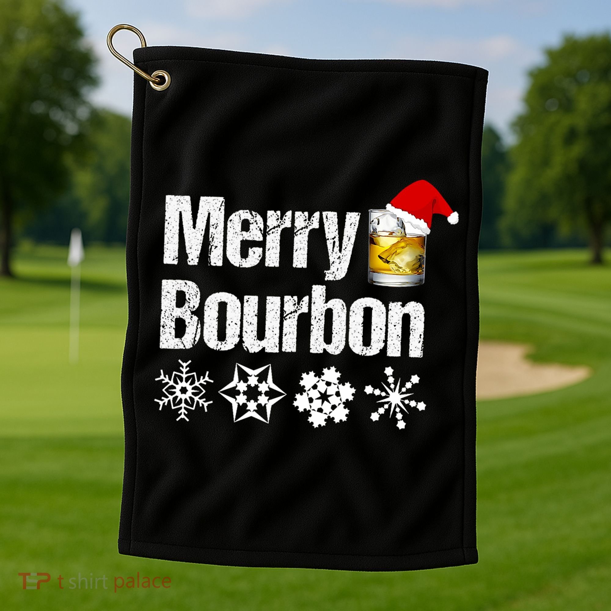 Bourbon Christmas Gift Merry Bourbon Golf Towel