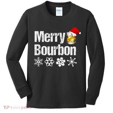 Bourbon Christmas Gift Merry Bourbon Kids Long Sleeve Shirt