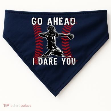 Baseball Catcher Go Ahead I Dare You USA-Made Doggie Bandana