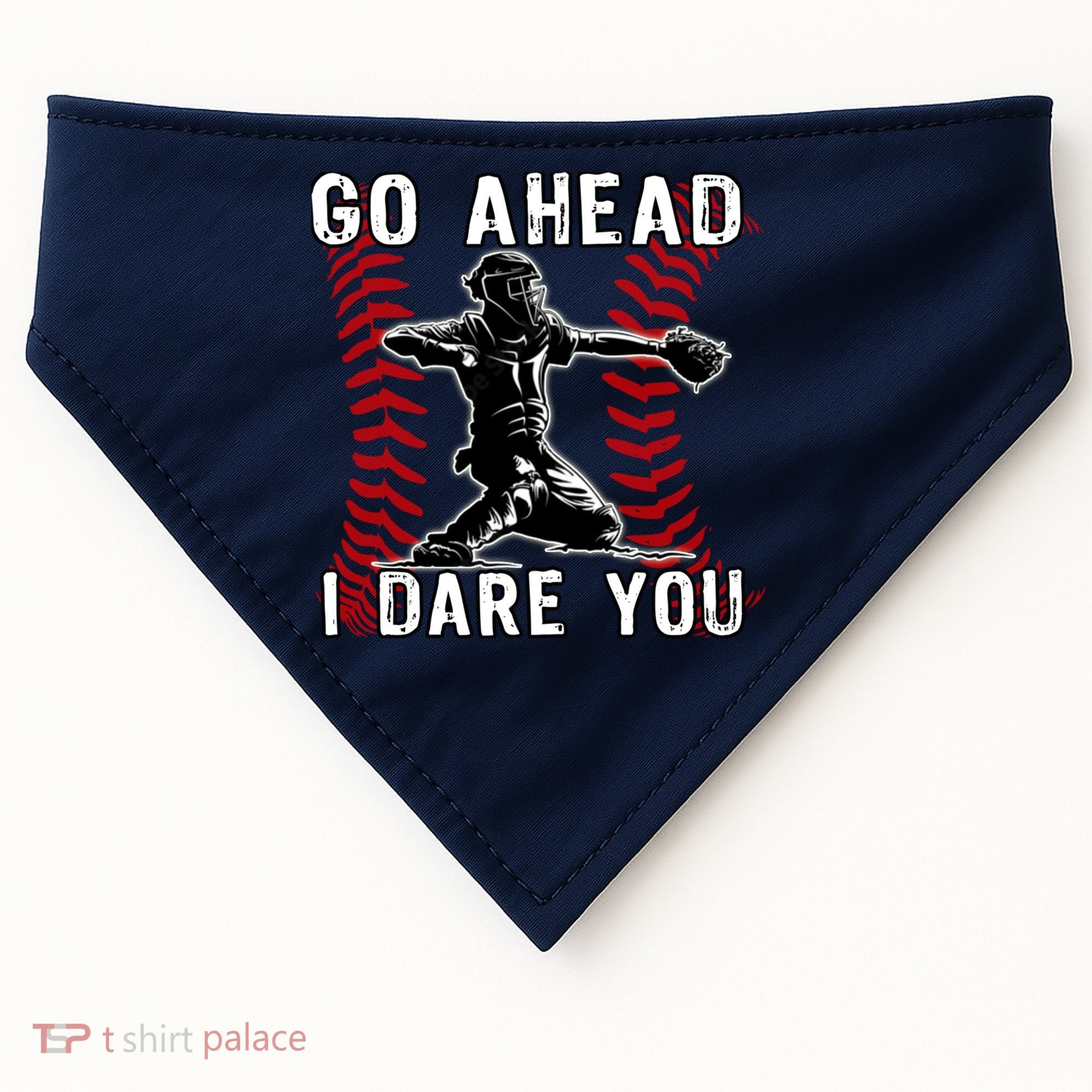 Baseball Catcher Go Ahead I Dare You USA-Made Doggie Bandana