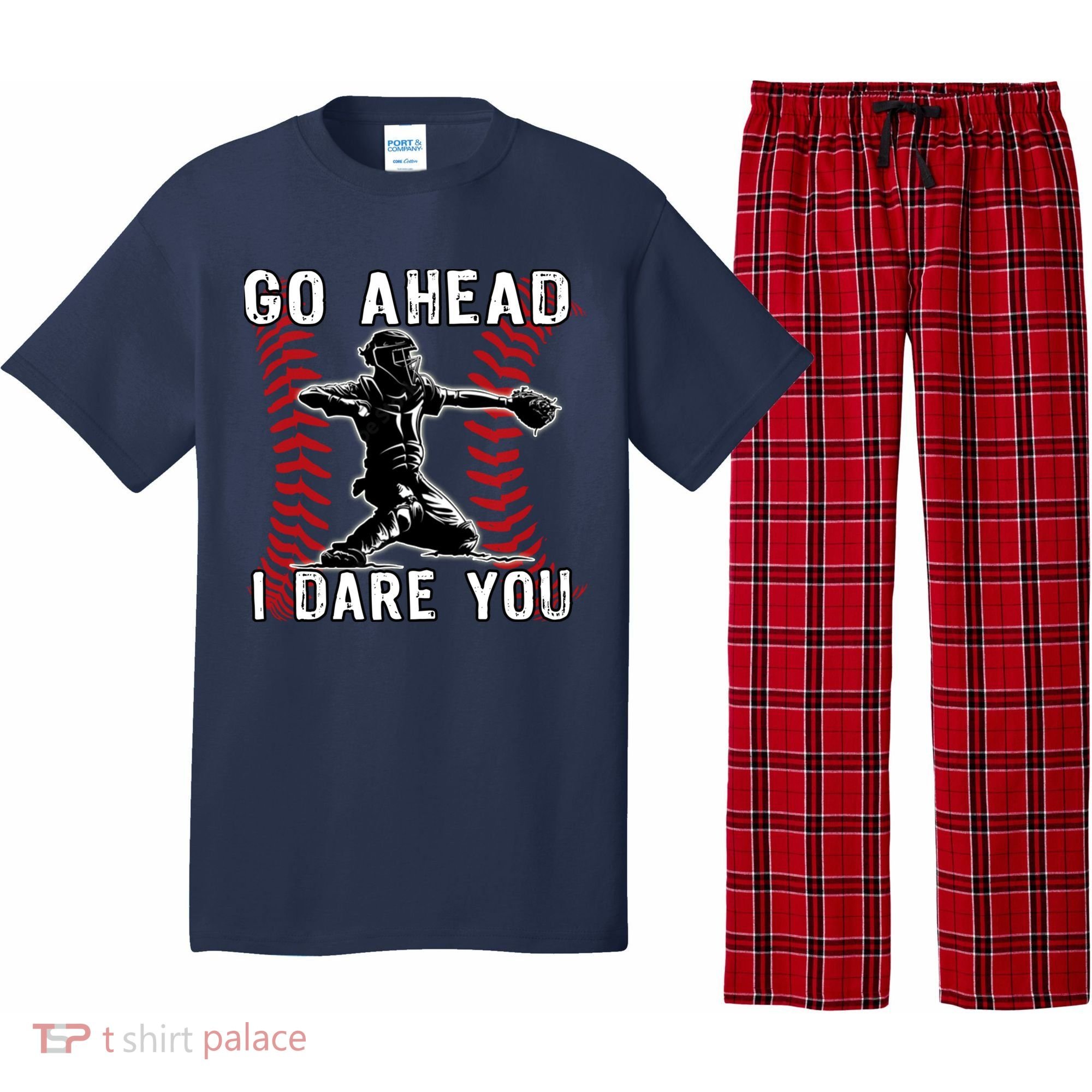 Baseball Catcher Go Ahead I Dare You Pajama Set