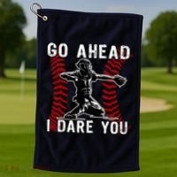 Baseball Catcher Go Ahead I Dare You Golf Towel thumb 1