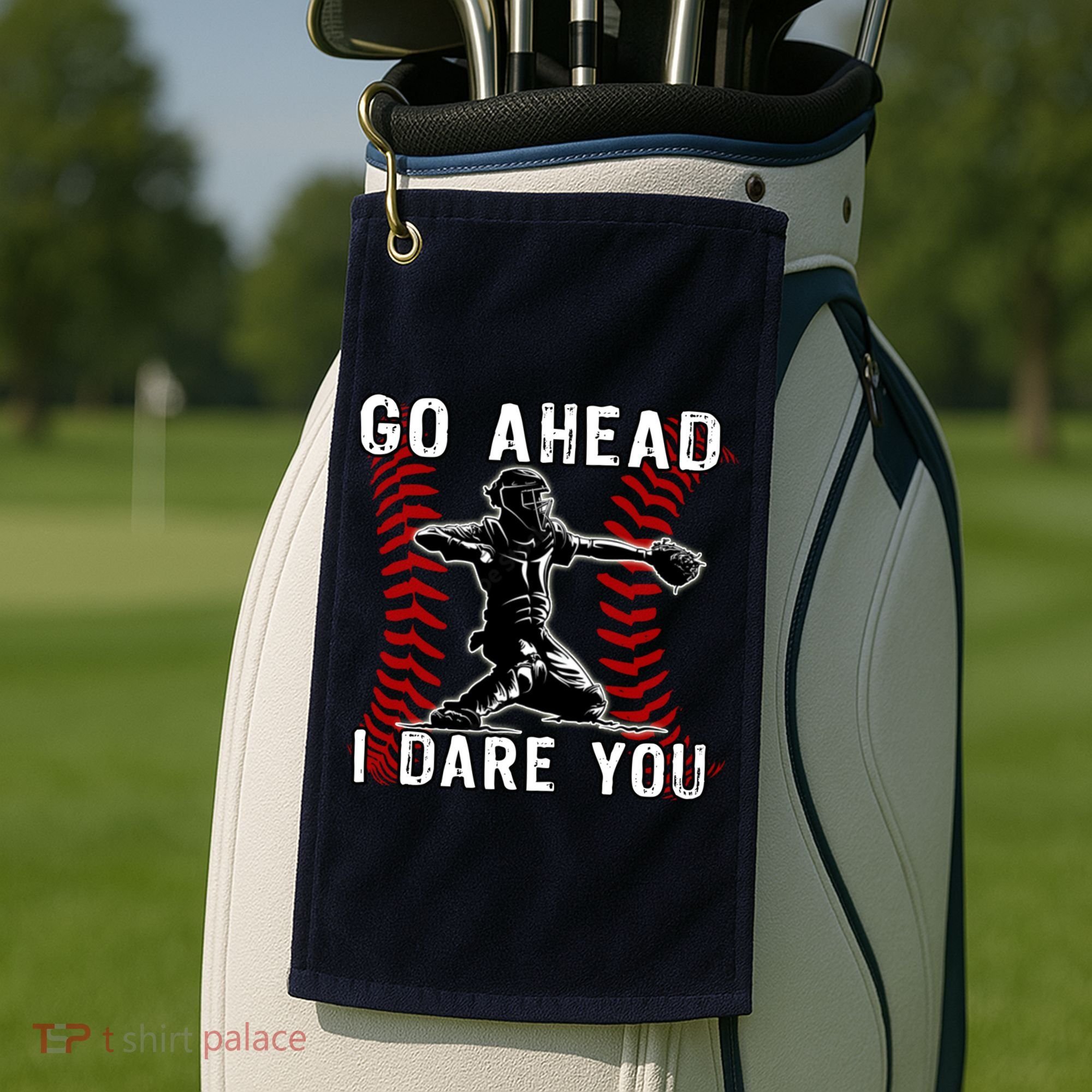 Baseball Catcher Go Ahead I Dare You Golf Towel