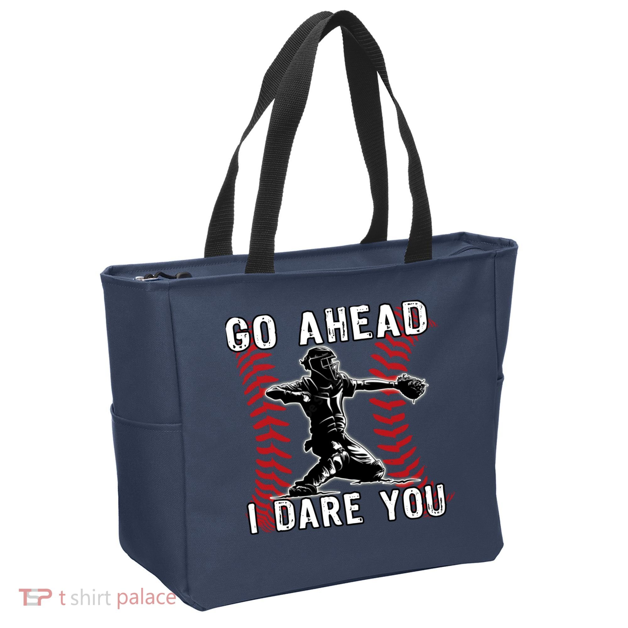 Baseball Catcher Go Ahead I Dare You Tote Bag